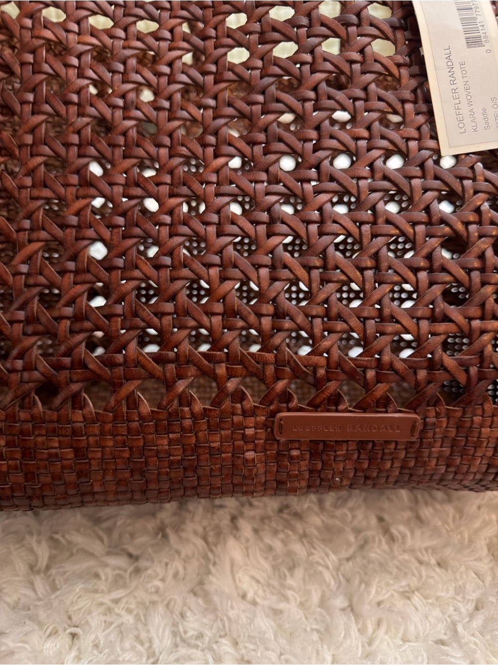 NWT Loeffler RandalL Klara Open-Weave Tote | Saddle - Picture 7 of 10
